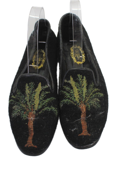 The Larkspur Collection Womens Slip On Cotton Leather Tree Loafers Black 8.5