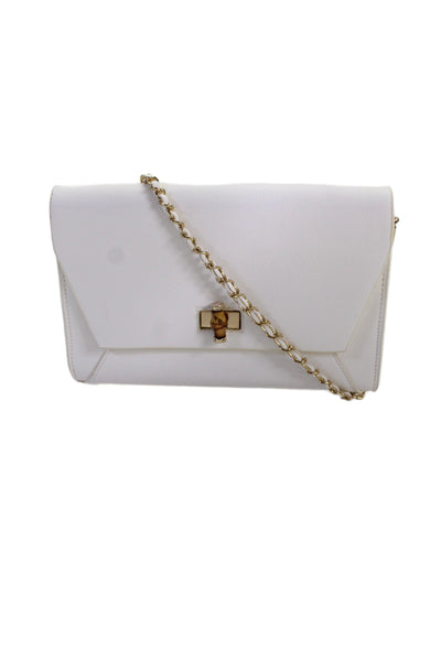 Lilly Pulitzer Womens Single Strap Bamboo Turnlock Flap Shoulder Handbag White