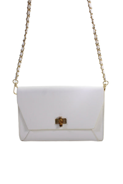 Lilly Pulitzer Womens Single Strap Bamboo Turnlock Flap Shoulder Handbag White