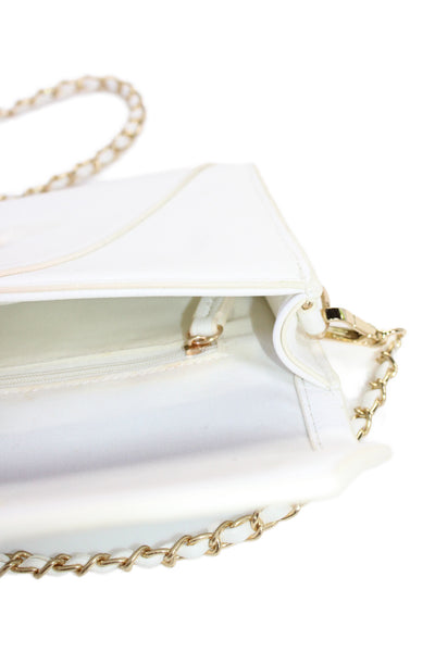Lilly Pulitzer Womens Single Strap Bamboo Turnlock Flap Shoulder Handbag White