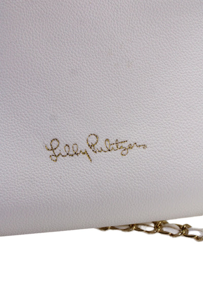 Lilly Pulitzer Womens Single Strap Bamboo Turnlock Flap Shoulder Handbag White