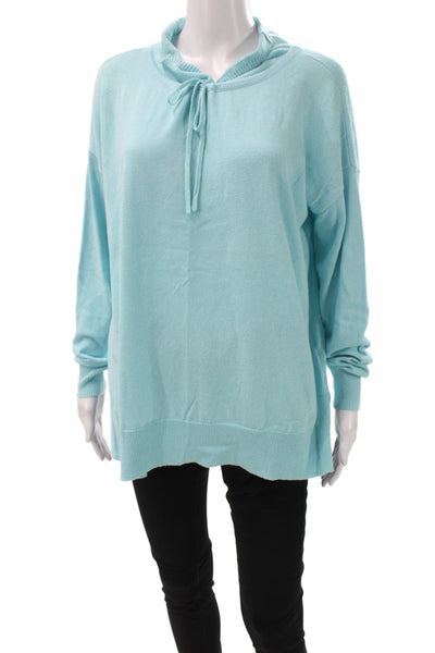 Elliott Lauren Womens Pullover Cowl Neck Knit Sweater Blue Long Sleeve Size L