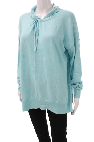 Elliott Lauren Womens Pullover Cowl Neck Knit Sweater Blue Long Sleeve Size L