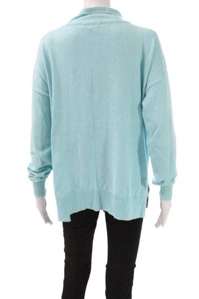 Elliott Lauren Womens Pullover Cowl Neck Knit Sweater Blue Long Sleeve Size L