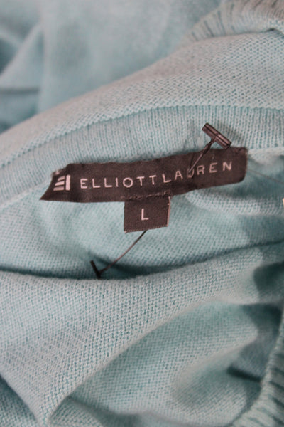 Elliott Lauren Womens Pullover Cowl Neck Knit Sweater Blue Long Sleeve Size L