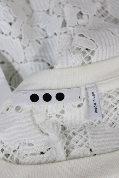 Three Dots Womens Bohemian Floral Lace Tunic Short Sleeve White Size L
