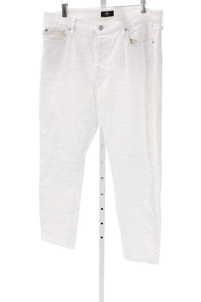 7 For All Mankind Womens Straight Jeans White High Rise Size 32