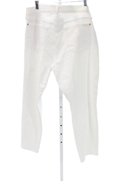 7 For All Mankind Womens Straight Jeans White High Rise Size 32