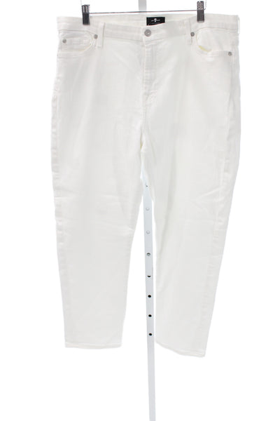 7 For All Mankind Womens Straight High Rise White Jeans Size 34
