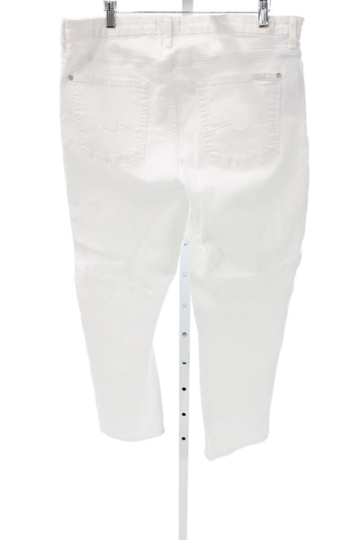 7 For All Mankind Womens Straight High Rise White Jeans Size 34