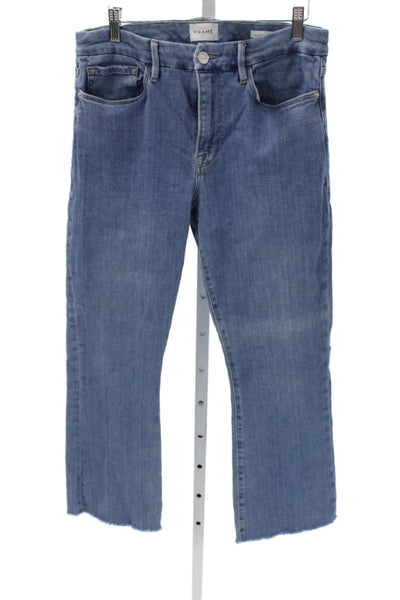 Frame Womens Cropped Blue Mid Rise Jeans Cotton Blend Inseam 26 Size 31