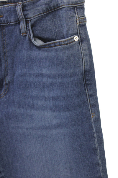 Frame Women Straight Jeans Blue High Rise Button Cotton Blend Size 30