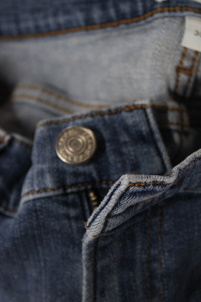 Frame Women Straight Jeans Blue High Rise Button Cotton Blend Size 30