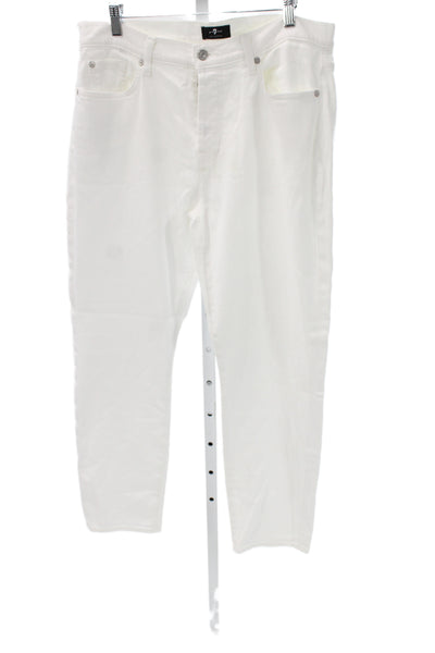 7 For All Mankind Womens Straight Jeans White High Rise Cotton Size 31