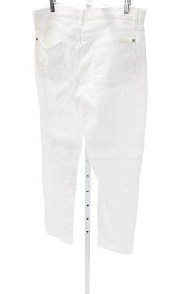7 For All Mankind Womens Straight Jeans White High Rise Cotton Size 31