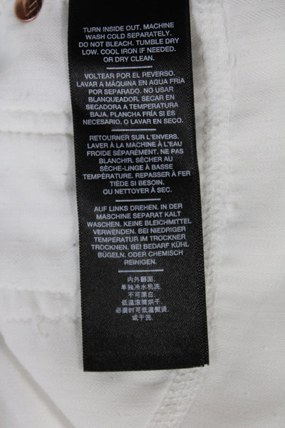 7 For All Mankind Womens Straight Jeans White High Rise Cotton Size 31