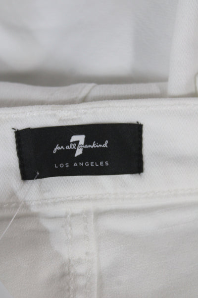 7 For All Mankind Womens Straight Jeans White High Rise Cotton Size 31