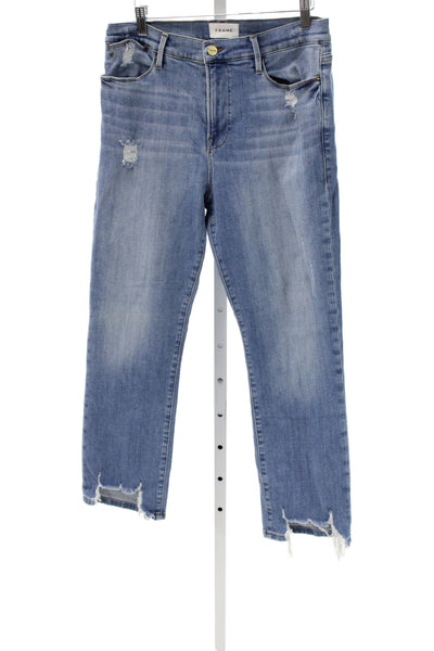 Frame Womens Straight Jeans Blue Cotton High Rise Size 32