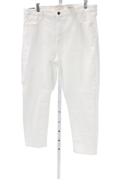 7 For All Mankind Womens Ankle High Rise Jeans White Cotton Size 16