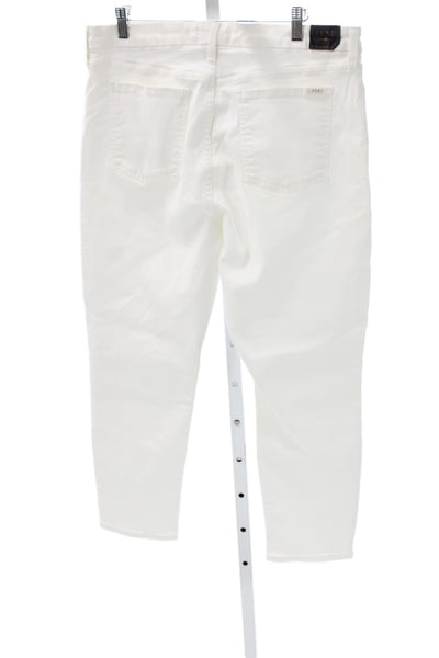 7 For All Mankind Womens Ankle High Rise Jeans White Cotton Size 16