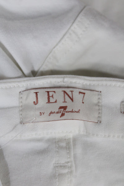 7 For All Mankind Womens Ankle High Rise Jeans White Cotton Size 16