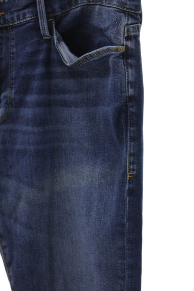 Frame Womens Cropped Distressed Blue Cotton Jeans Mid Rise 26 Inseam Size 31