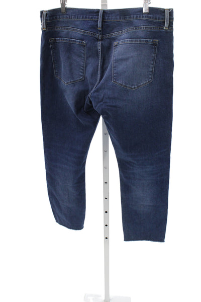 Frame Womens Cropped Distressed Blue Cotton Jeans Mid Rise 26 Inseam Size 31
