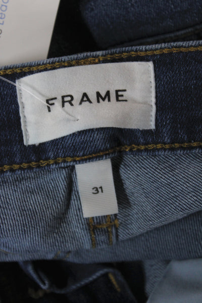 Frame Womens Cropped Distressed Blue Cotton Jeans Mid Rise 26 Inseam Size 31