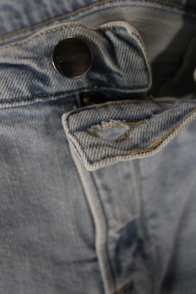Frame Womens Straight Blue Cotton Jeans Button Mid Rise Distressed Size 32