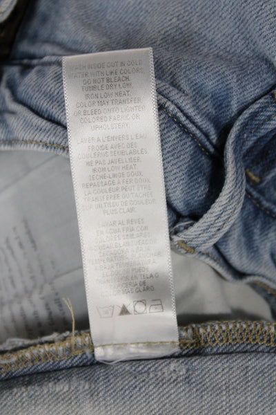 Frame Womens Straight Blue Cotton Jeans Button Mid Rise Distressed Size 32