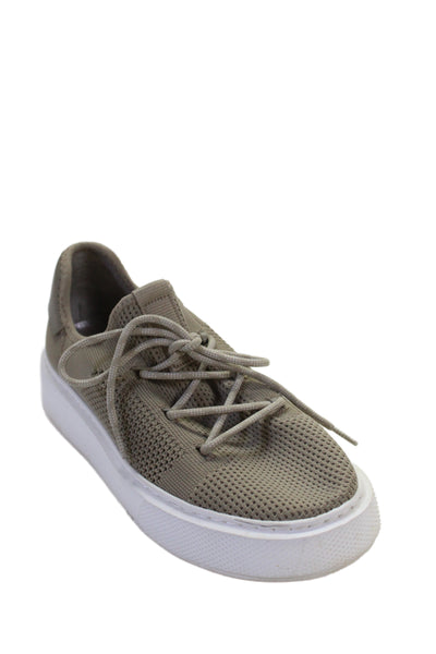 J Slides Womens Lace Up Knit Low Top Sneakers Brown White Size 7