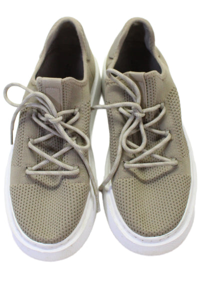 J Slides Womens Lace Up Knit Low Top Sneakers Brown White Size 7