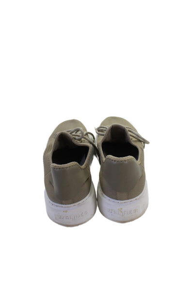 J Slides Womens Lace Up Knit Low Top Sneakers Brown White Size 7