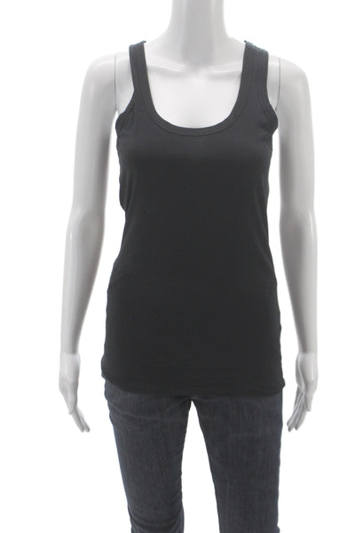 Theory Womens Basic Cotton Scoop Neck Sleeveless Tank Black Size S