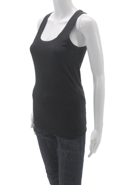 Theory Womens Basic Cotton Scoop Neck Sleeveless Tank Black Size S