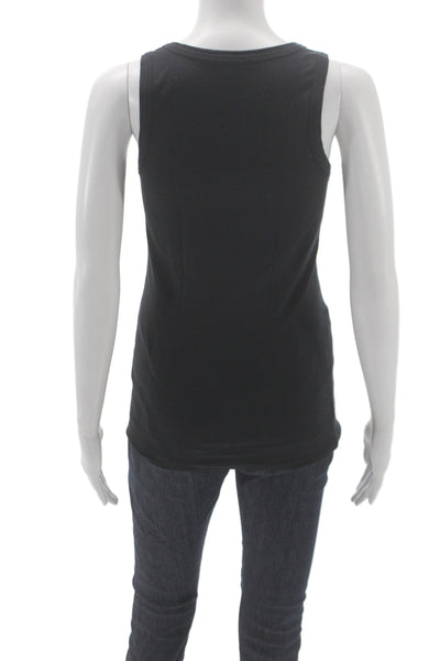 Theory Womens Basic Cotton Scoop Neck Sleeveless Tank Black Size S