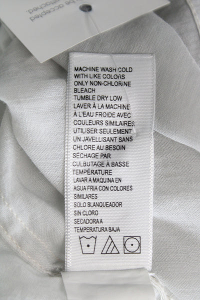 James Perse Womens White Ramie Collared Short Sleeve Button Up Top Size 0