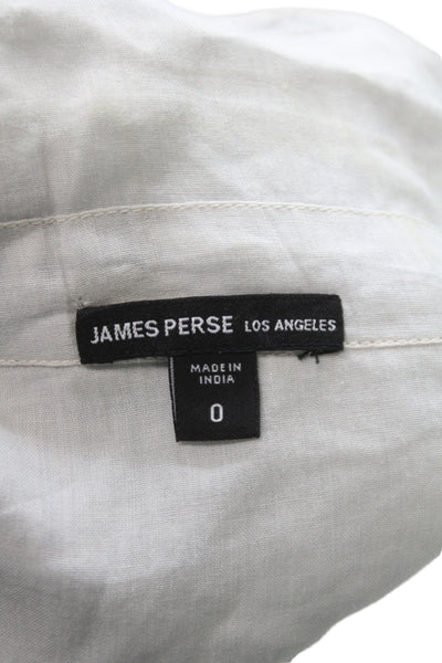 James Perse Womens White Ramie Collared Short Sleeve Button Up Top Size 0