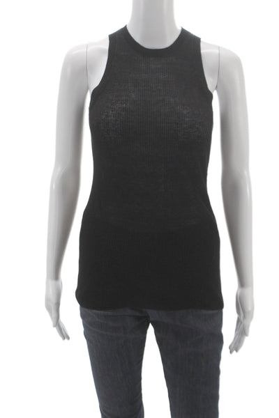 Michael Michael Kors Women Ribbed High Neck Sleeveless Tank Black Size S