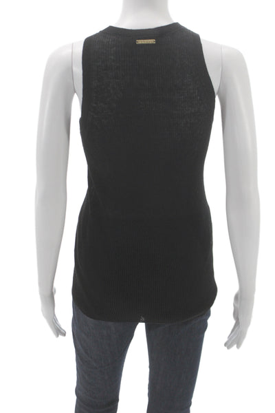 Michael Michael Kors Women Ribbed High Neck Sleeveless Tank Black Size S