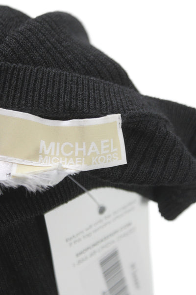 Michael Michael Kors Women Ribbed High Neck Sleeveless Tank Black Size S