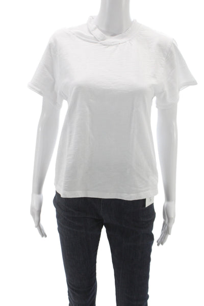 Marissa Webb Womens Basic White Cotton Crew Neck Short Sleeve T-Shirt Size S