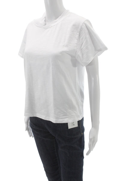 Marissa Webb Womens Basic White Cotton Crew Neck Short Sleeve T-Shirt Size S