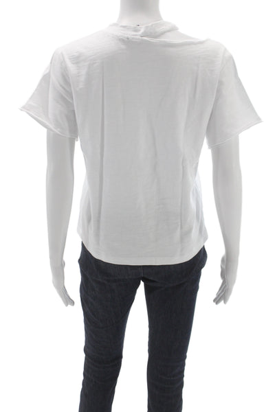 Marissa Webb Womens Basic White Cotton Crew Neck Short Sleeve T-Shirt Size S