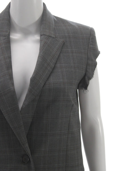 Erika Cavallini Womens Sleeveless Wool Plaid Button Vest Designer Size 38
