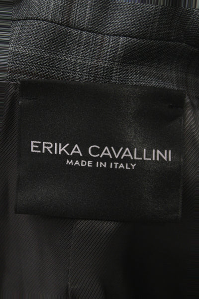 Erika Cavallini Womens Sleeveless Wool Plaid Button Vest Designer Size 38