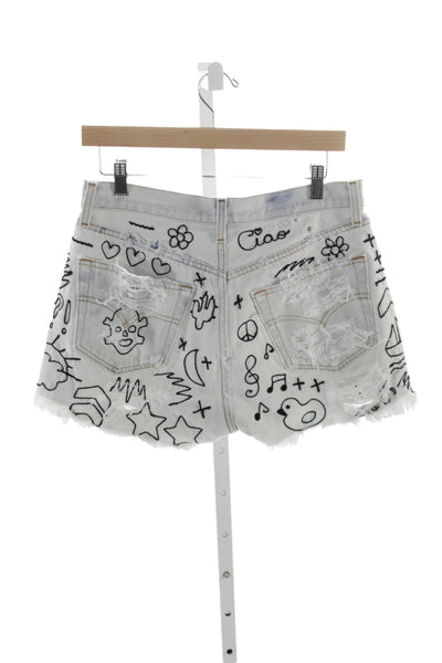 Levi Strauss & Co Womens Cut-Off Denim Shorts Blue Button Size 30