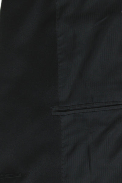Corneliani Mens One Button Suit Black Wool Blend Solid Size 46