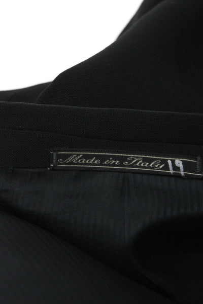 Corneliani Mens One Button Suit Black Wool Blend Solid Size 46