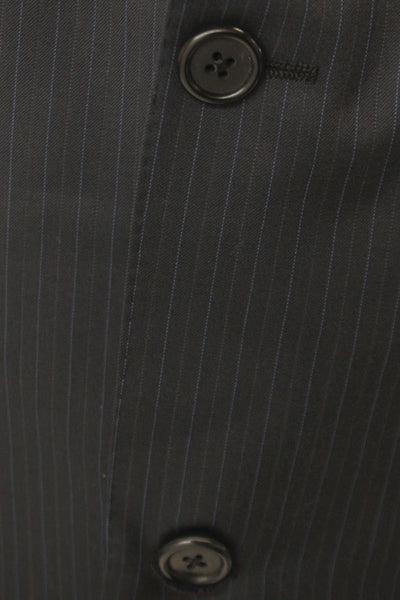 Burberry Mens 2 Piece Suit Gray Striped Wool Classic Size L